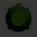 Green Military Bomb With Metallic Structure Rear Fins And Explosive Design