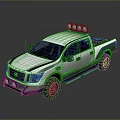 Nissan Pickup Truck With Roof Mounted Lights Body Stripes And Black Wheels