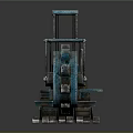 Turquoise Industrial Mechanical Device With Large Wheel And Tracks Design