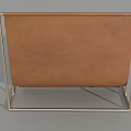 Modern Three Tier File Holder With Brown Leather Panels And Metal Frame
