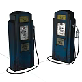 Vintage Rusty Blue Gas Pumps Serving As Public Facility Featuring Regular Premium 76 Labels