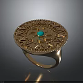 Gorgeous Gold Ring Featuring Intricate Filigree Design Blue Gemstone And Diamond Accents