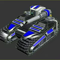 Futuristic Armored Tank With Blue Silver Design Cannon And Tracks