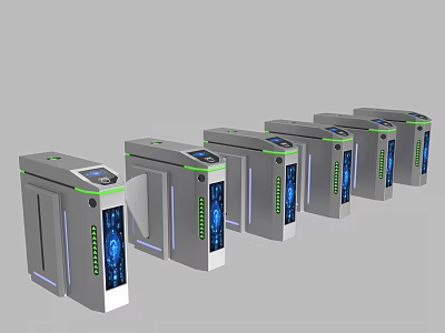 Modern Smart Machines Turnstiles With Digital Screens And Indicator Lights For Security Access Control 3d model