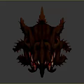 Detailed Mythical Dragon Head 3D Model Showcasing Red Eyes Sharp Teeth Spiked Horns