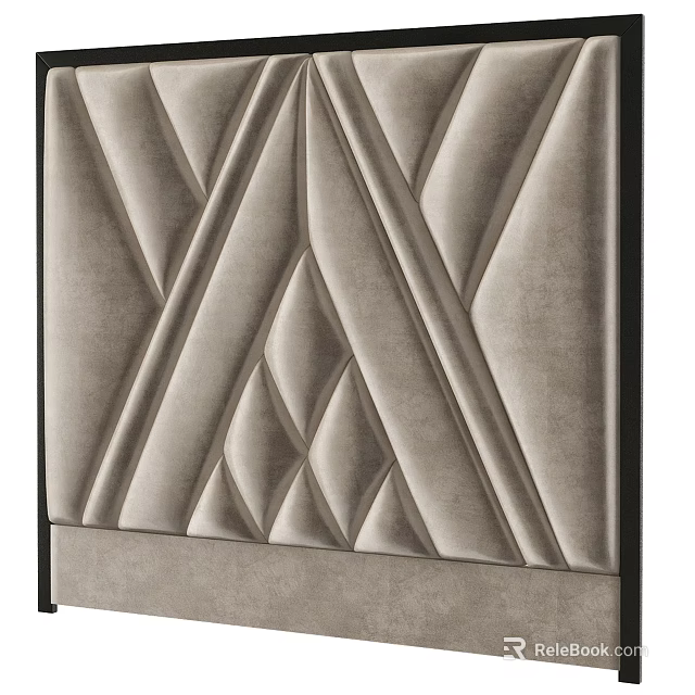 Modern Elegant Gray Upholstered Wall Panel With Geometric Textured Design 3d model 