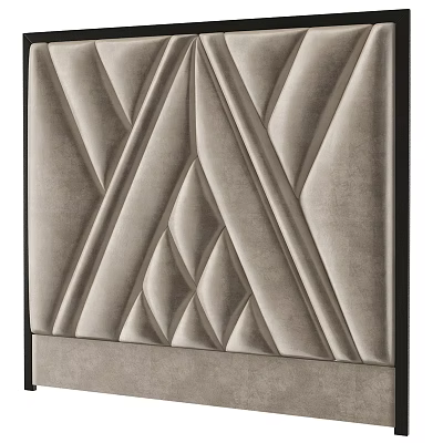 Modern Elegant Gray Upholstered Wall Panel With Geometric Textured Design 3d model