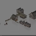Traditional Ancient Architecture With Wooden Houses Gabled Tile Roofs And Wooden Fences