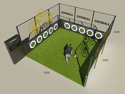 Goodball Football Training Area With Green Grass Circular Targets And Fence 3d model