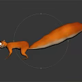 Orange Squirrel 3D Model With Big Eyes And Long Bushy Tail On Shiny Reflective Surface