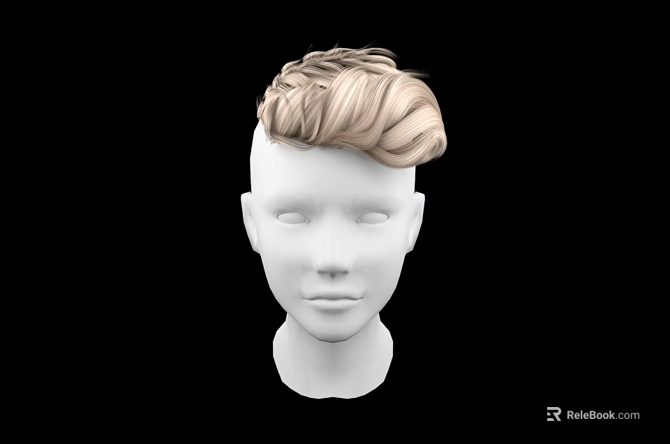 Game And Movie Character Head Model With Blonde Curly Hair On Black Background 3d model 
