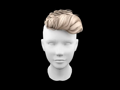 Game And Movie Character Head Model With Blonde Curly Hair On Black Background 3d model