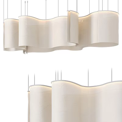 Modern Wavy Chandelier With White Fabric Shades For Interior Lighting Design 3d model