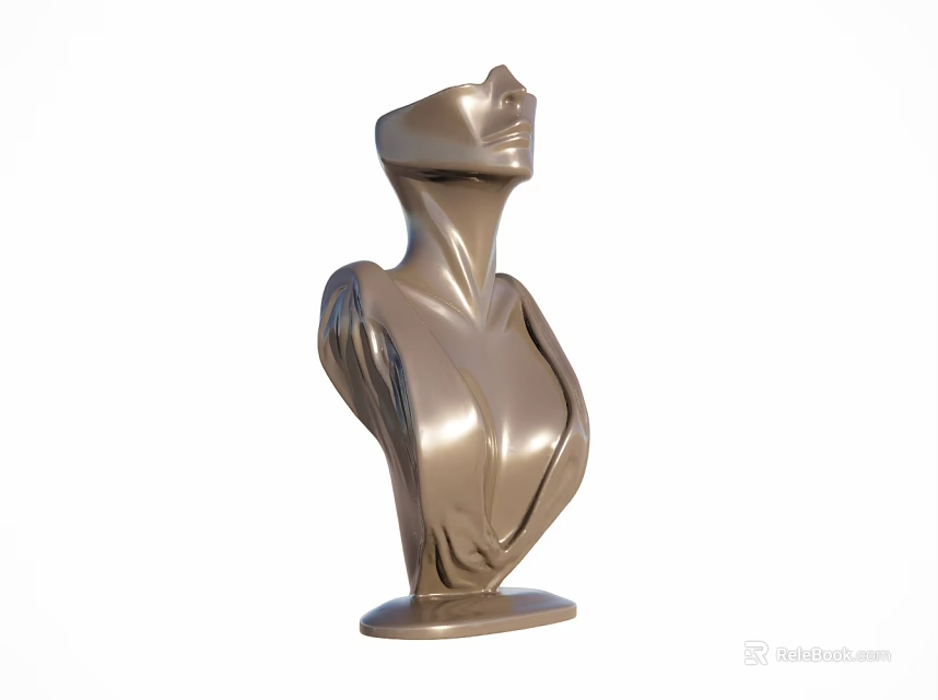 Artistic Human Bust Sculpture With Detailed Neck Chest And Metallic Finish 3d model 