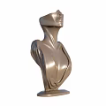 Artistic Human Bust Sculpture With Detailed Neck Chest And Metallic Finish