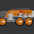 Orange And Gray Mars Rover With Large Wheels And MARS Logo For Space Exploration Mission