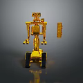 Golden Robotic Explorer With Mechanical Arm Tracked Wheels And Metal Structure 3d model