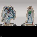 Anime Character Figurines With Mechanical Horse And Green Vest On Silver Base