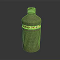 Stylish Green Household Bottle With Ribbed Body Decorative Band And Screw Cap
