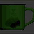 Green Household Mug With Silver Rim And Comfortable Handle For Daily Use
