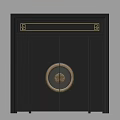 Double Door Design With Black Textured Surface Circular Ornament And Top Square Motifs