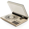 Modern Golden Turntable With Open Transparent Cover And Radial Platter Design