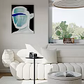 Cozy Living Room Interior With Bookshelves Fireplace White Sofa Round Rug And Pendant Lamp