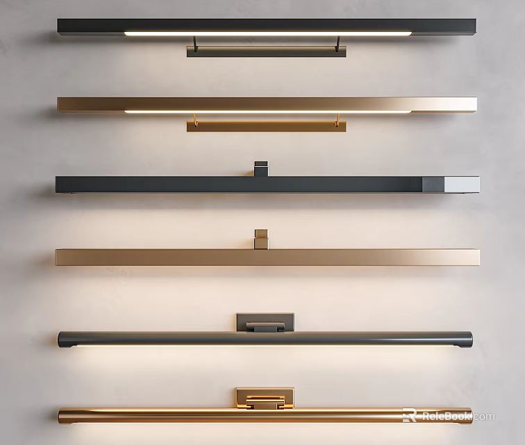 Modern Sleek Wall Sconces With Black And Gold Linear Design For Interior Lighting Decoration 3d model 