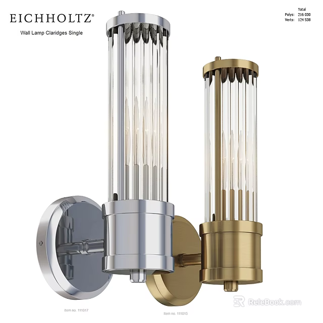 Elegant Contemporary Wall Sconces With Clear Glass Tubes And Polished Metal Brackets 3d model 