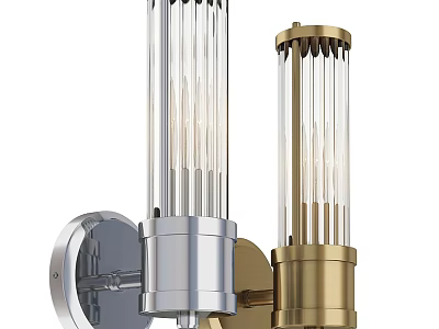 Elegant Contemporary Wall Sconces With Clear Glass Tubes And Polished Metal Brackets 3d model
