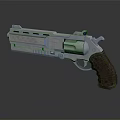 Detailed Metallic Revolver With Wooden Grip And Engraved Design On Dark Background