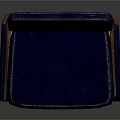 Navy Blue Upholstered Chair With Wooden Cross Frame And Smooth Surface