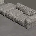 Modern Plaid Sectional Sofa With Neutral Tones And Comfortable Seating 3d model