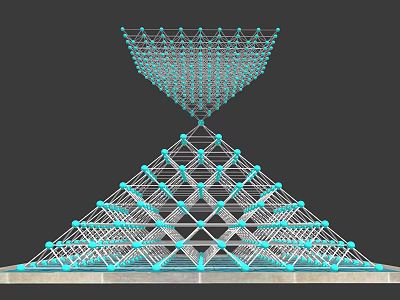Geometric Garden Ornament With Metal Frame Blue Spheres Pyramid And Funnel Shape 3d model