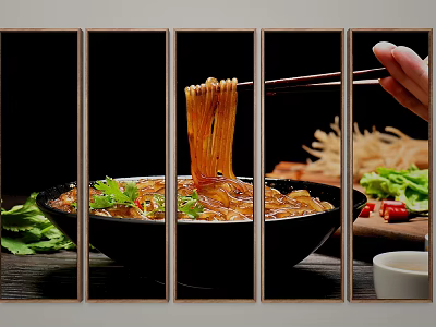 Delicious Noodle Bowl With Chopsticks Lifting Noodles Fresh Cilantro And Chili 3d model
