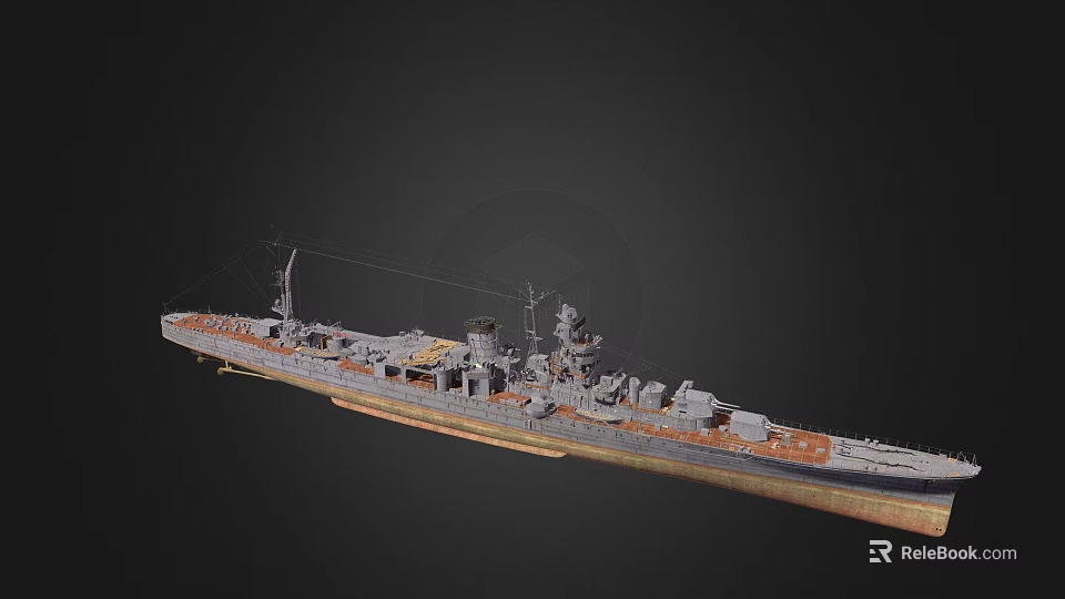 Detailed Warship Model Features Deck Turret Hull and Realistic Design Elements 3d model