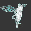 Detailed Fantasy Flying Creature With Dark Feathered Wings And Armor