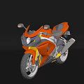 Orange Sport Motorcycle with Black and Silver Accents against Black Background