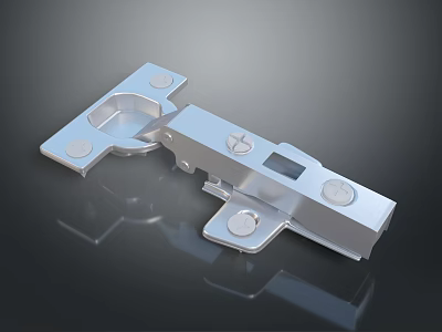 Durable Stainless Steel Hardware Hinge with Precision Mounting Holes and Shiny Surface 3d model