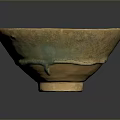 Hand Carved Ceramic Bowl With Turquoise Blue Glaze And Brown Base Artisanal Sculpted Design