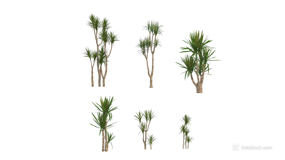 Decorative Shrubs In Various Sizes And Types For Outdoor Garden Design 3d model 