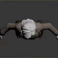 3D Female Character In Brown Suit With White Hair Red Tie White Gloves Red Shoes