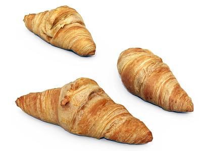 Fresh Flaky Croissants Golden Baked Buttery Layered Pastry Snacks For Breakfast 3d model