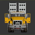 Yellow Heavy Duty Flatbed Truck With Long Loading Platform And Multiple Wheels 3d model