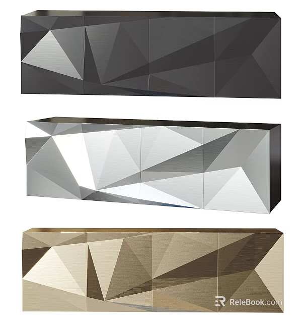 Modern Contemporary TV Stand With Geometric Design And Sleek Angular Surface 3d model