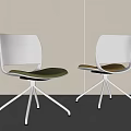 Modern Office Chair With Gray Backrest Green Yellow Seat And White Five Leg Base