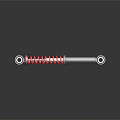 Automotive Shock Absorber With Red Coil Spring And Gray Metal Connecting Ends
