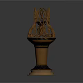 Three Antique Bronze Candelabra With Intricate Ornate Sculpted Tops And Base