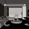Modern Living Room Interior Design With L Shaped Sofa Round Coffee Table And Large TV