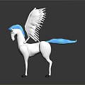 White Winged Horse With Blue Mane And Tail